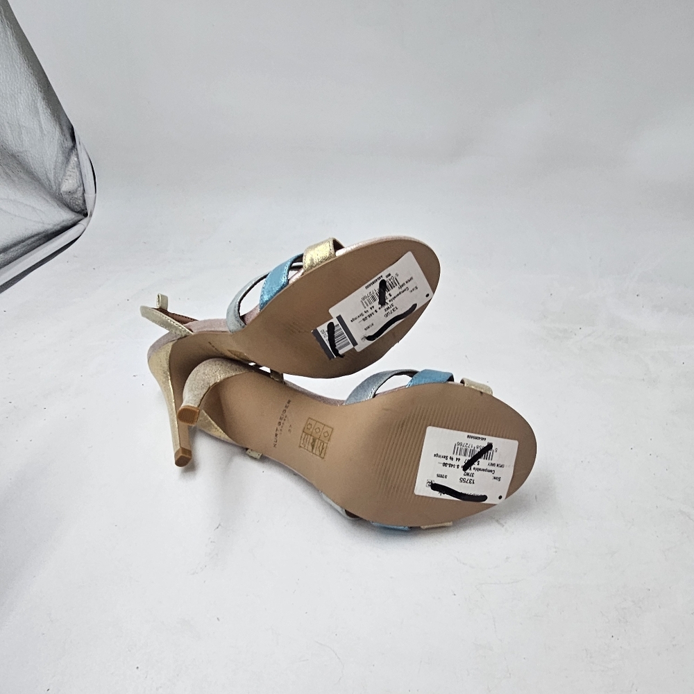 Kurt Geiger Metallic Gold, Silver & Blue Strappy Heels - Picture 9 of 9